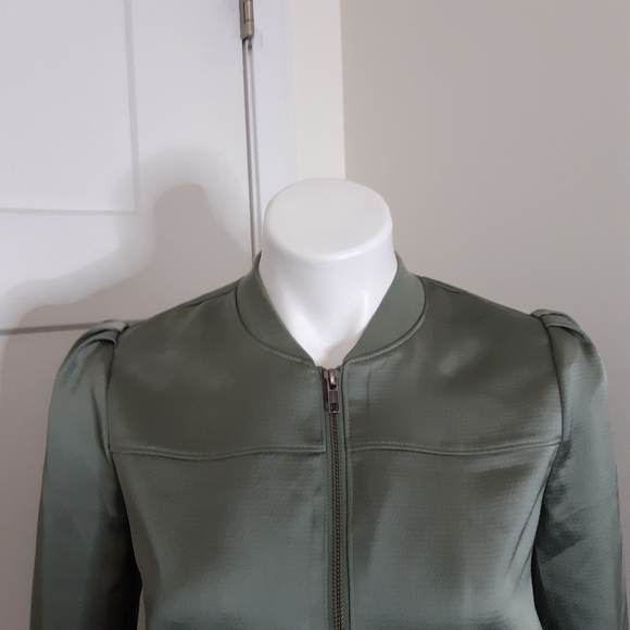 Hinge Size XS Green Metallic Bomber Jacket Puff - Picture 3 of 9